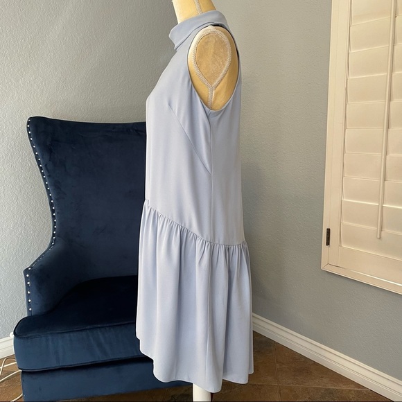 Eliza J Light Blue High Collar Drop Waist Dress Size 10 - Picture 7 of 11